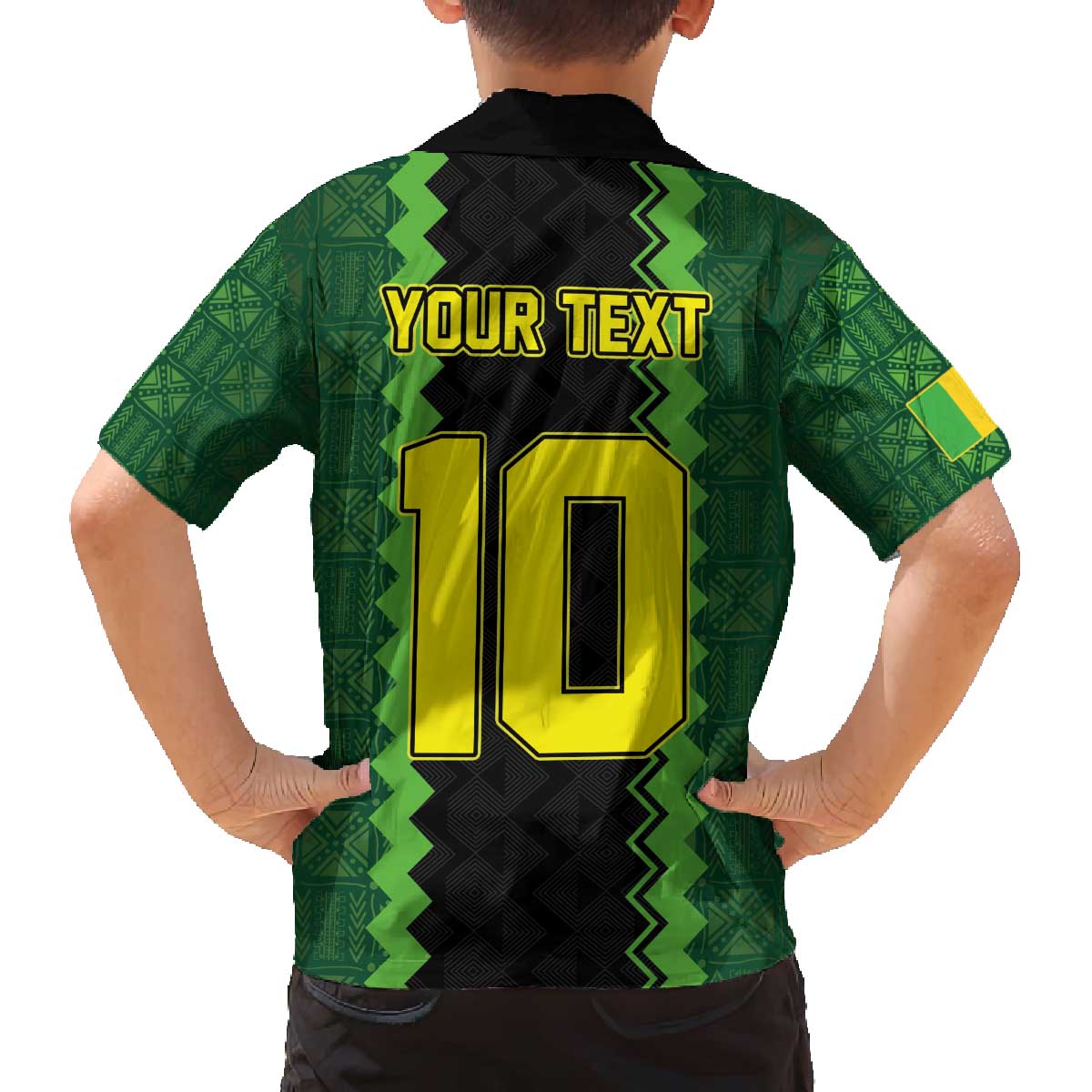 Custom Mali Football Family Matching Off The Shoulder Long Sleeve Dress and Hawaiian Shirt Les Aigles-Green Gold and Red