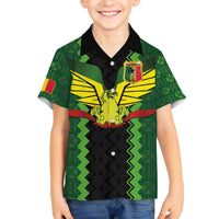Custom Mali Football Family Matching Off The Shoulder Long Sleeve Dress and Hawaiian Shirt Les Aigles-Green Gold and Red