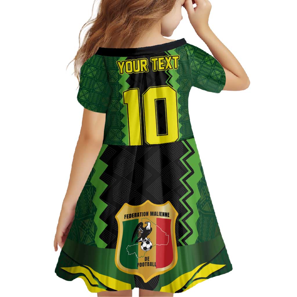 Custom Mali Football Family Matching Off Shoulder Maxi Dress and Hawaiian Shirt Les Aigles-Green Gold and Red