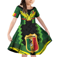 Custom Mali Football Family Matching Off Shoulder Short Dress and Hawaiian Shirt Les Aigles-Green Gold and Red