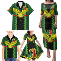 Custom Mali Football Family Matching Puletasi and Hawaiian Shirt Les Aigles-Green Gold and Red