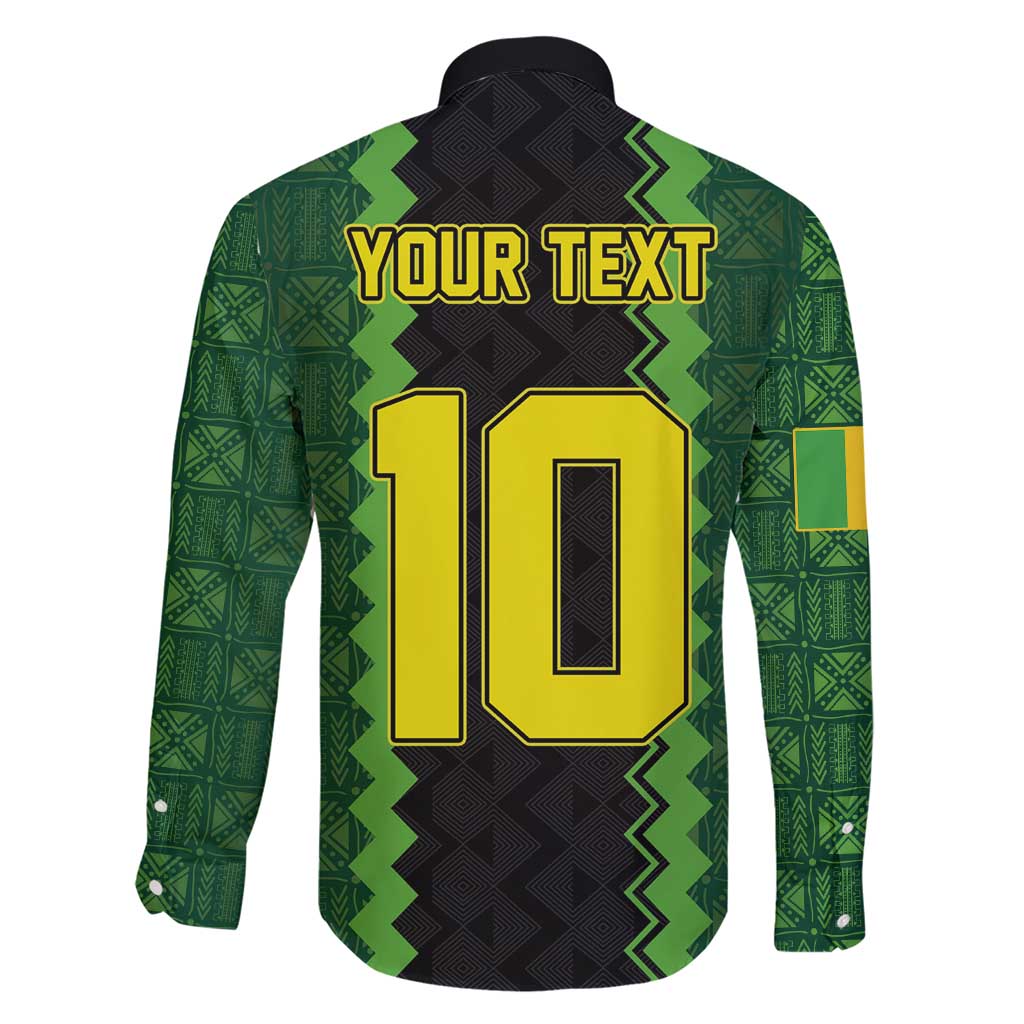 Custom Mali Football Family Matching Short Sleeve Bodycon Dress and Hawaiian Shirt Les Aigles-Green Gold and Red