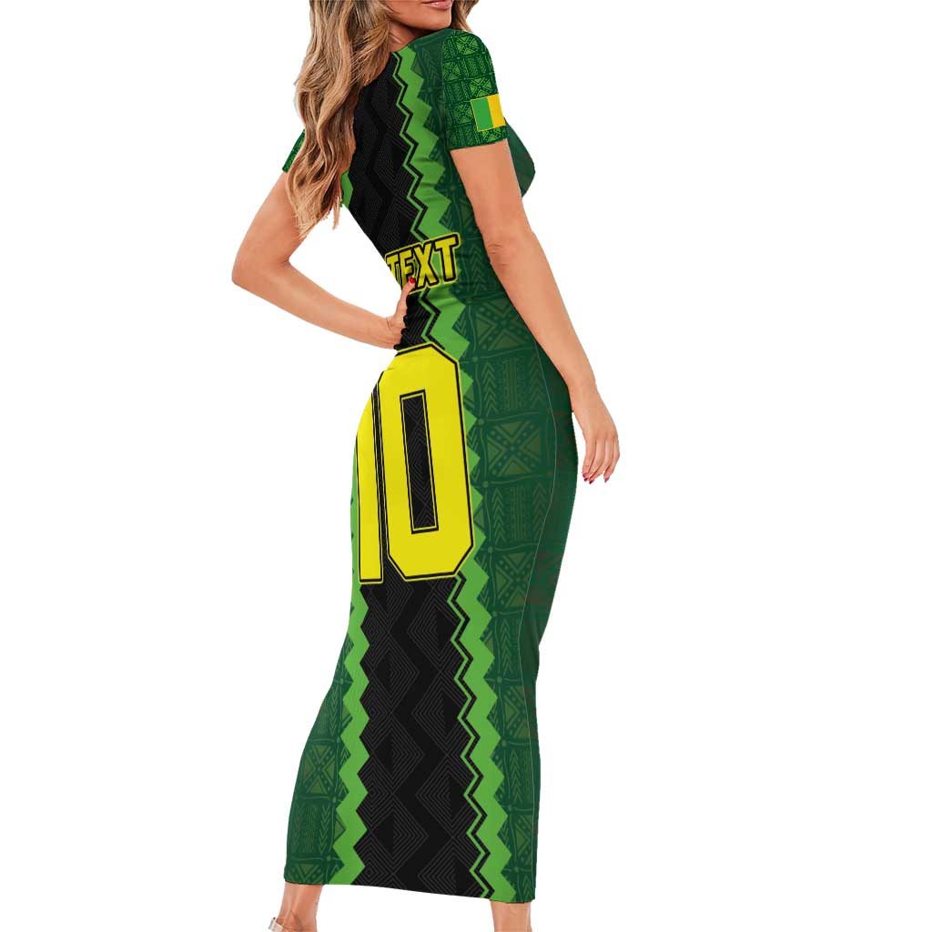 Custom Mali Football Family Matching Short Sleeve Bodycon Dress and Hawaiian Shirt Les Aigles-Green Gold and Red
