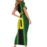 Custom Mali Football Family Matching Short Sleeve Bodycon Dress and Hawaiian Shirt Les Aigles-Green Gold and Red