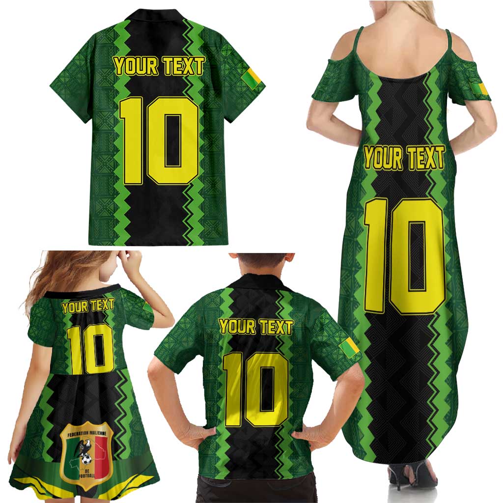 Custom Mali Football Family Matching Summer Maxi Dress and Hawaiian Shirt Les Aigles-Green Gold and Red
