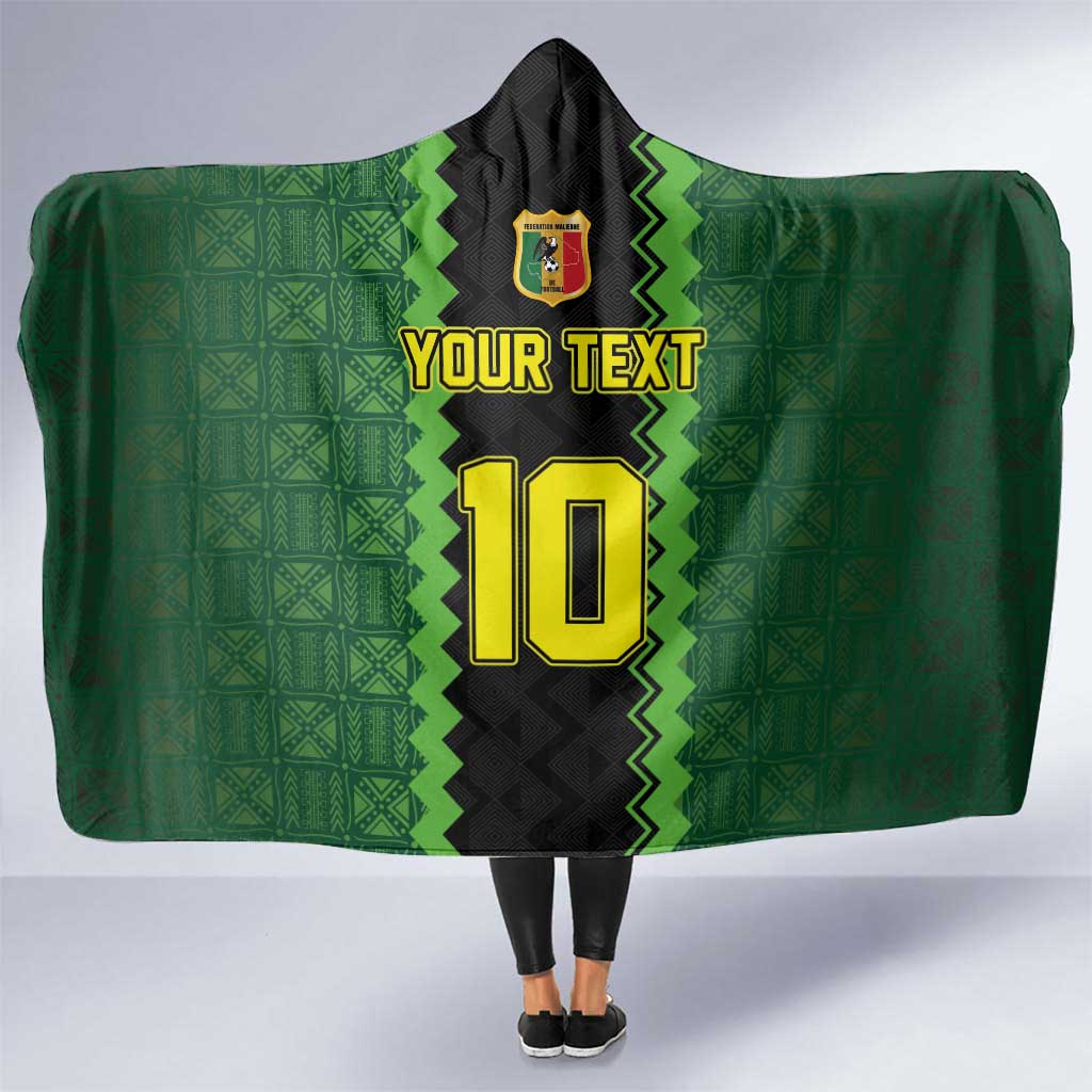 Custom Mali Football Hooded Blanket Les Aigles-Green Gold and Red