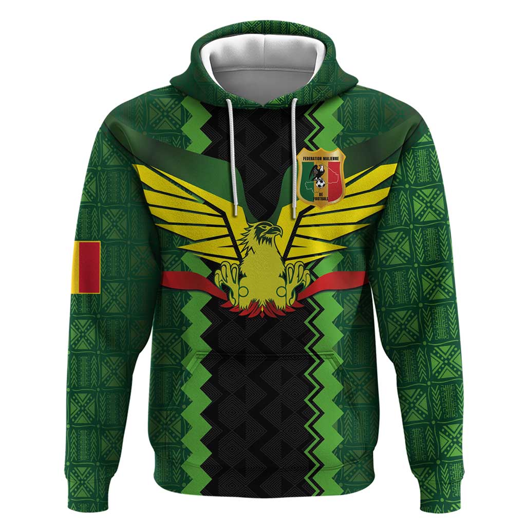 Custom Mali Football Hoodie Les Aigles-Green Gold and Red