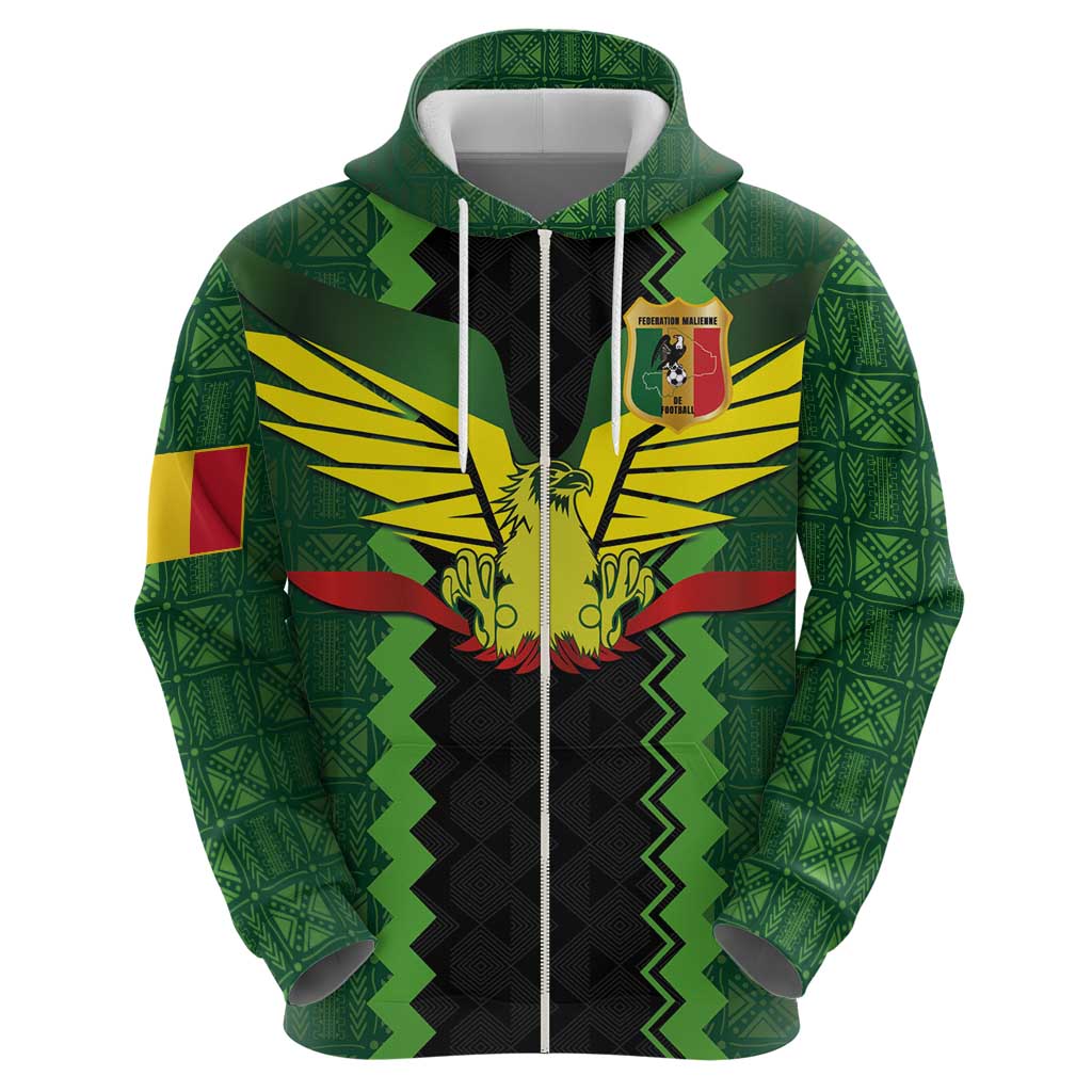 Custom Mali Football Hoodie Les Aigles-Green Gold and Red