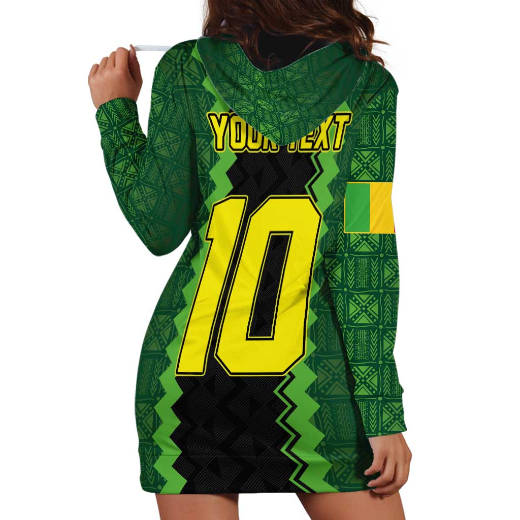 Custom Mali Football Hoodie Dress Les Aigles-Green Gold and Red