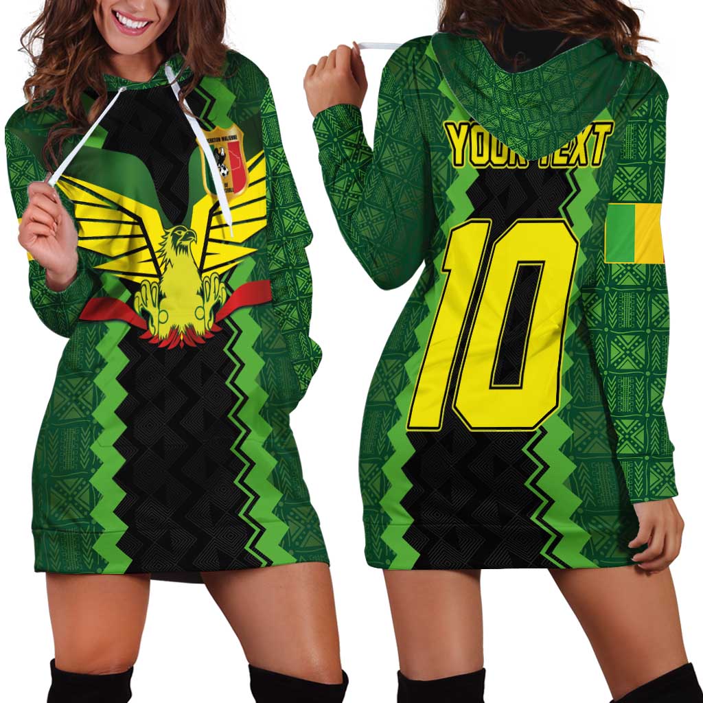 Custom Mali Football Hoodie Dress Les Aigles-Green Gold and Red