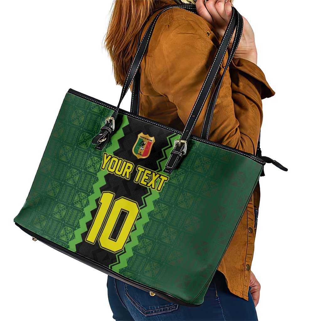 Custom Mali Football Leather Tote Bag Les Aigles-Green Gold and Red
