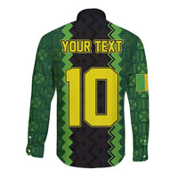 Custom Mali Football Long Sleeve Button Shirt Les Aigles-Green Gold and Red