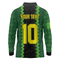 Custom Mali Football Long Sleeve Polo Shirt Les Aigles-Green Gold and Red