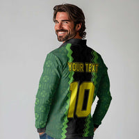 Custom Mali Football Long Sleeve Polo Shirt Les Aigles-Green Gold and Red