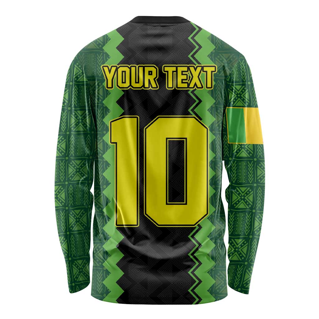 Custom Mali Football Long Sleeve Shirt Les Aigles-Green Gold and Red