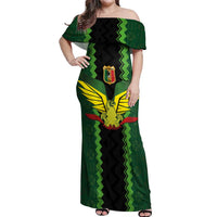 Custom Mali Football Off Shoulder Maxi Dress Les Aigles-Green Gold and Red