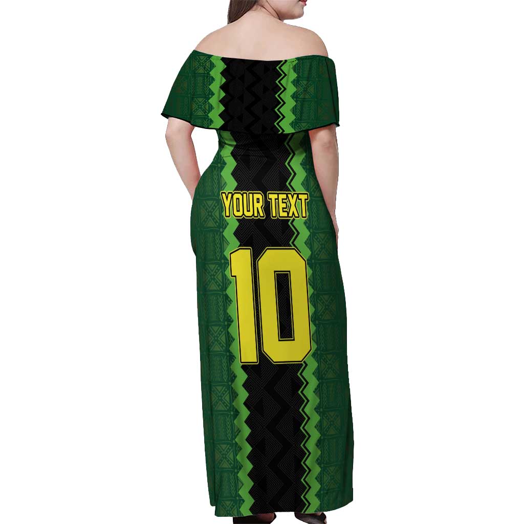 Custom Mali Football Off Shoulder Maxi Dress Les Aigles-Green Gold and Red