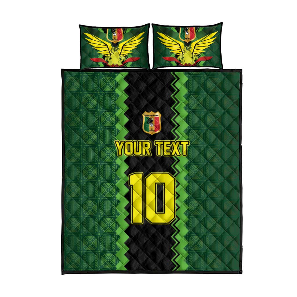 Custom Mali Football Quilt Bed Set Les Aigles-Green Gold and Red