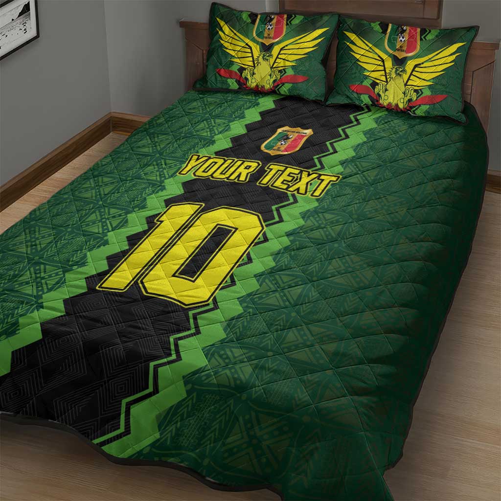 Custom Mali Football Quilt Bed Set Les Aigles-Green Gold and Red