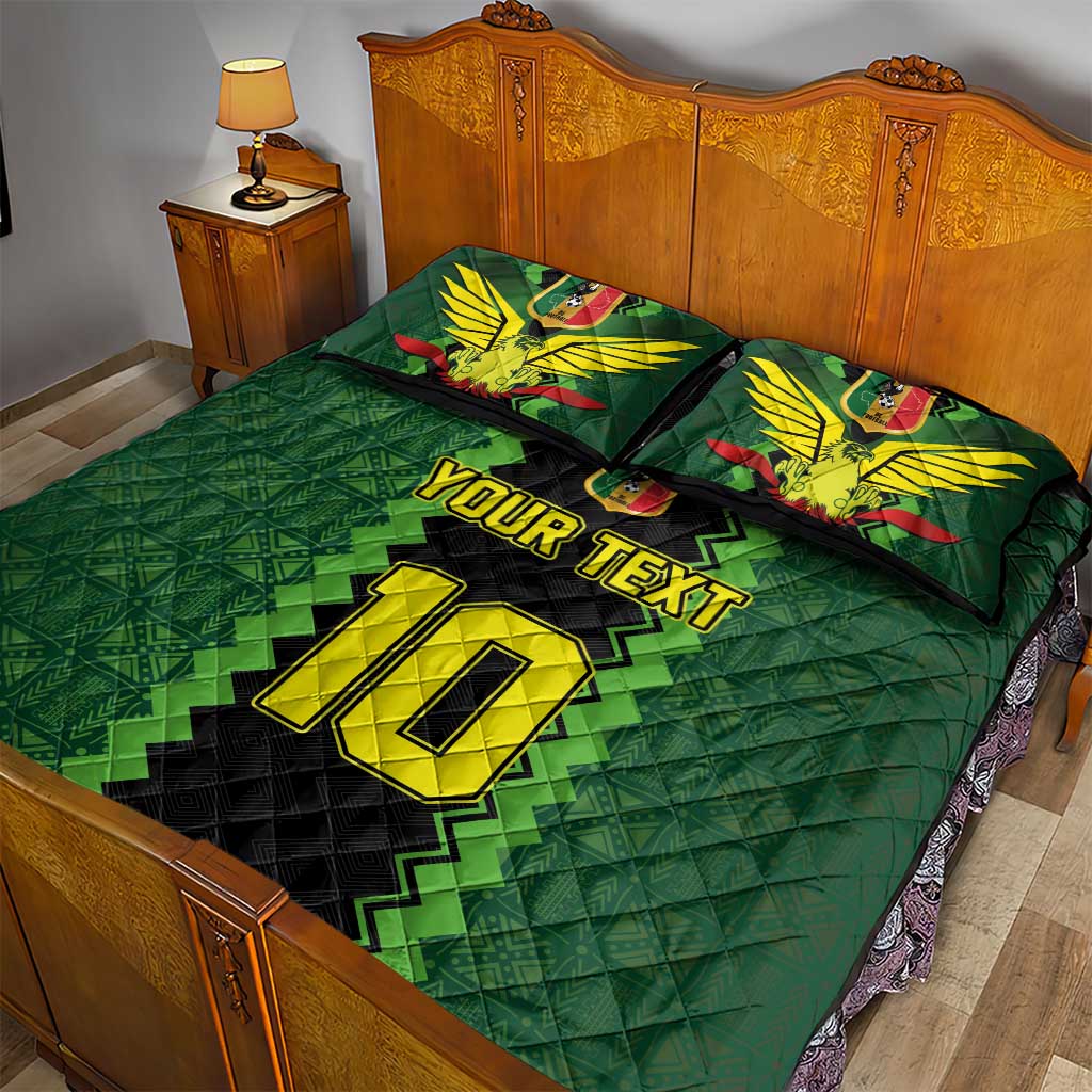 Custom Mali Football Quilt Bed Set Les Aigles-Green Gold and Red