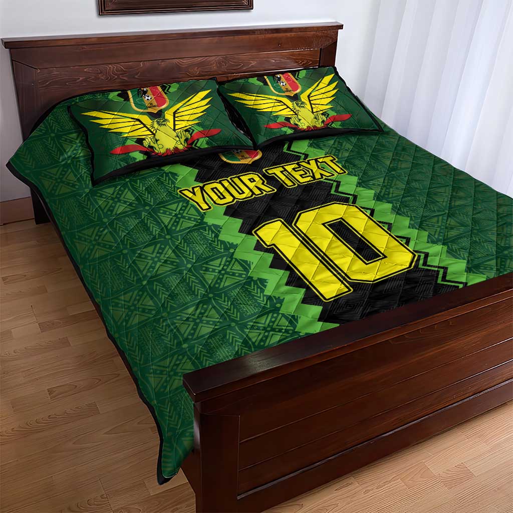 Custom Mali Football Quilt Bed Set Les Aigles-Green Gold and Red