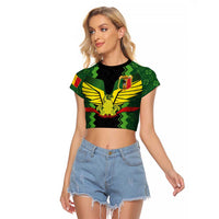 Custom Mali Football Raglan Cropped T Shirt Les Aigles-Green Gold and Red