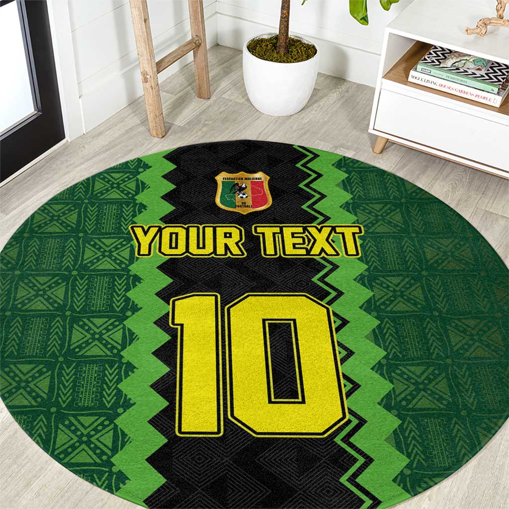 Custom Mali Football Round Carpet Les Aigles-Green Gold and Red