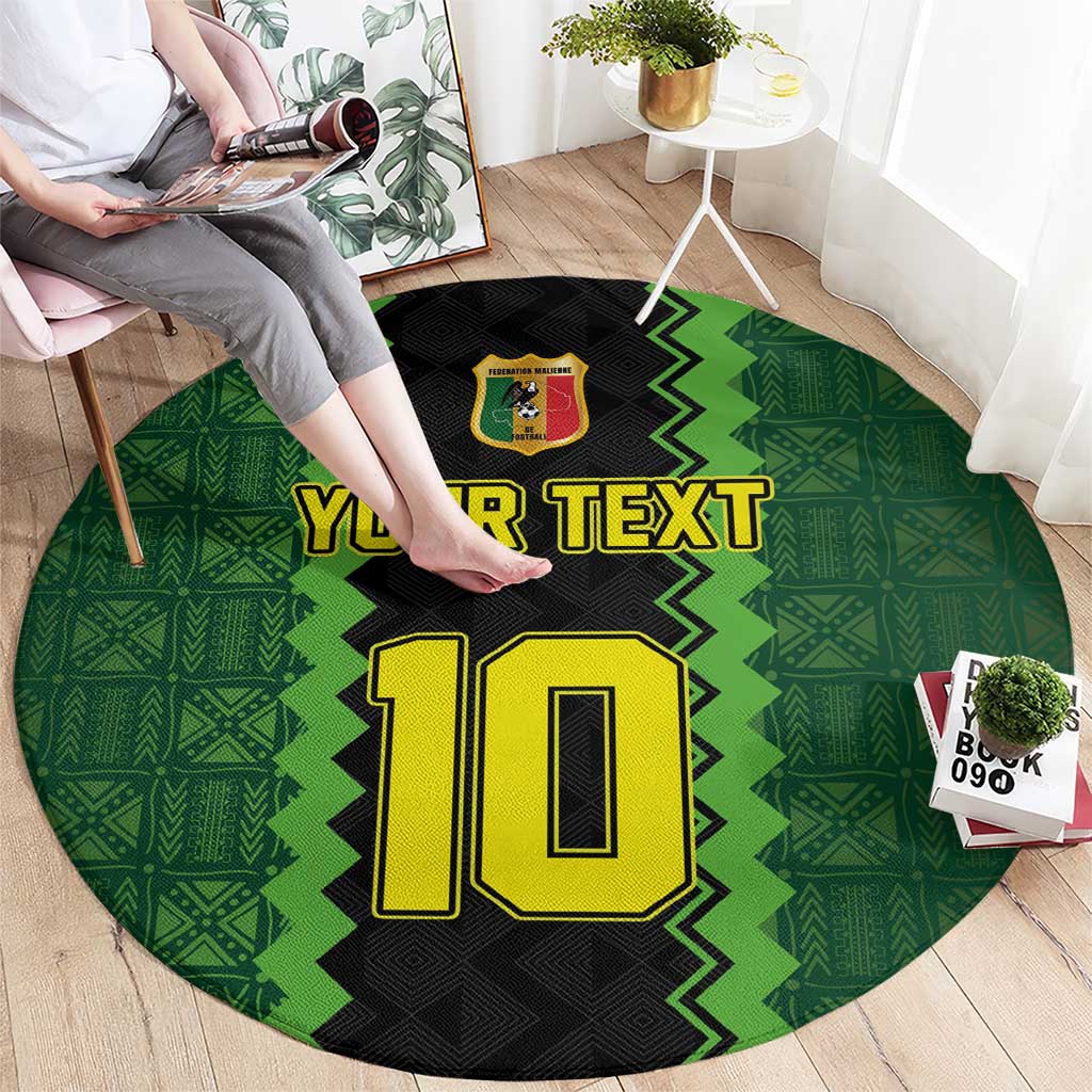 Custom Mali Football Round Carpet Les Aigles-Green Gold and Red