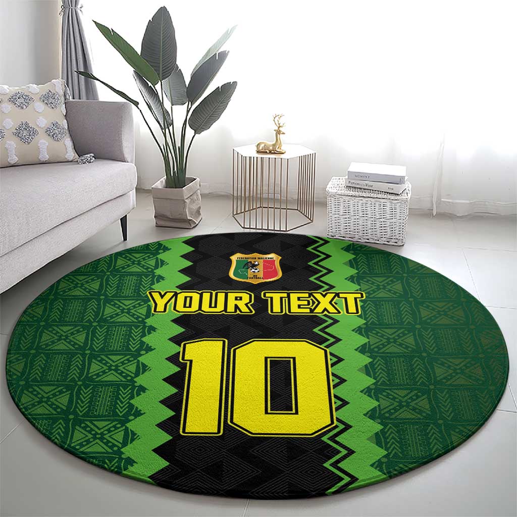 Custom Mali Football Round Carpet Les Aigles-Green Gold and Red