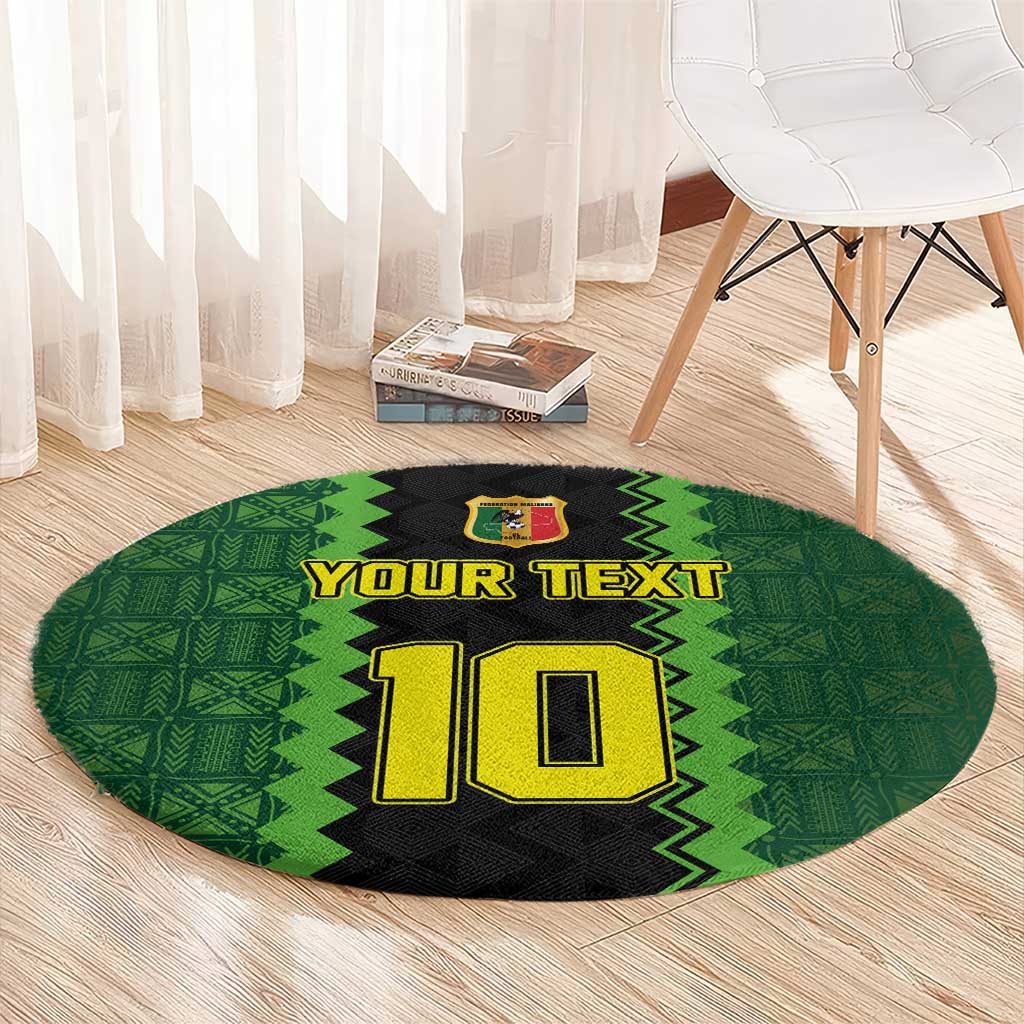 Custom Mali Football Round Carpet Les Aigles-Green Gold and Red