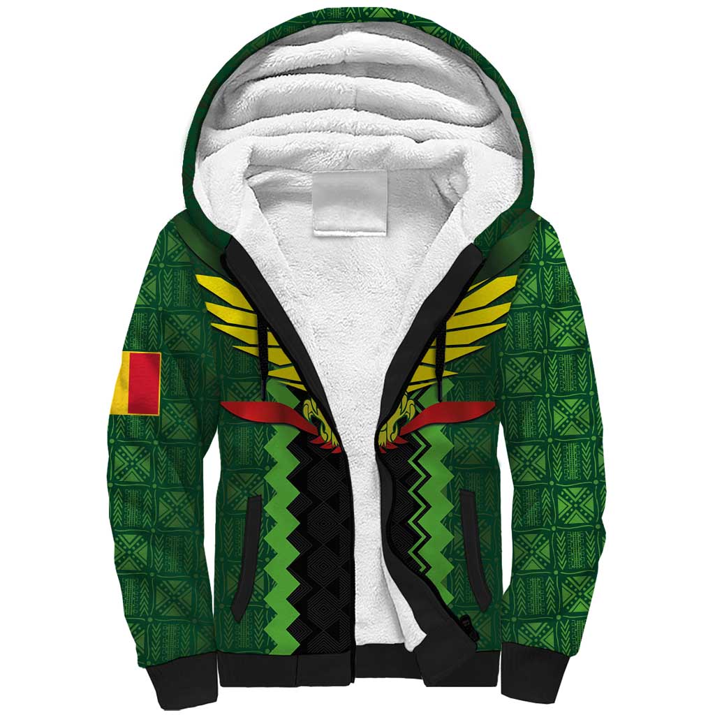 Custom Mali Football Sherpa Hoodie Les Aigles-Green Gold and Red