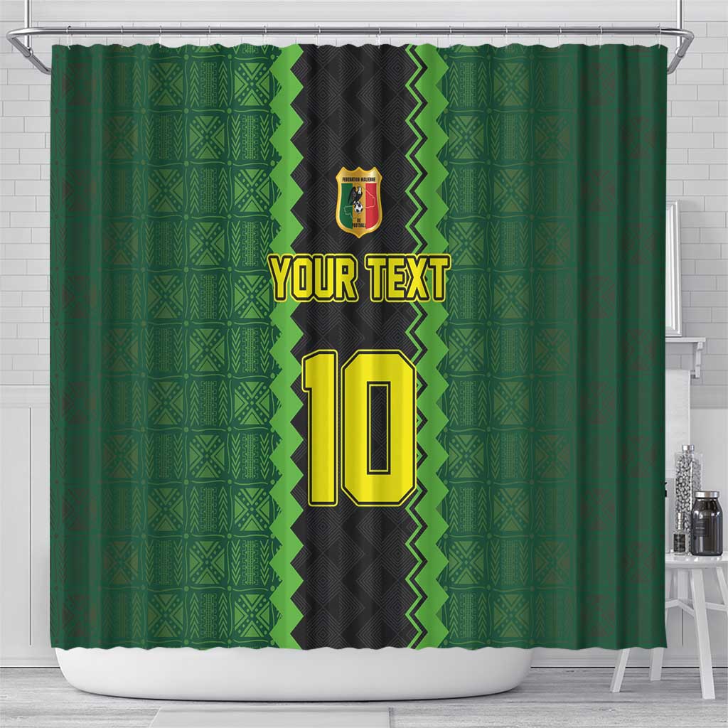 Custom Mali Football Shower Curtain Les Aigles-Green Gold and Red