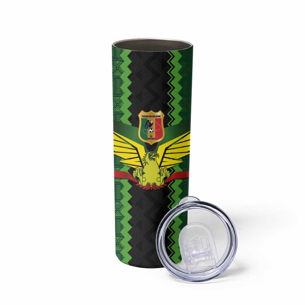 Custom Mali Football Skinny Tumbler Les Aigles-Green Gold and Red