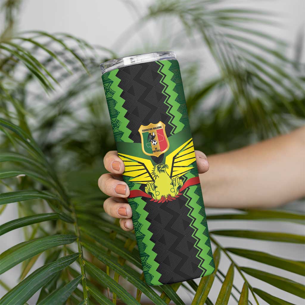 Custom Mali Football Skinny Tumbler Les Aigles-Green Gold and Red