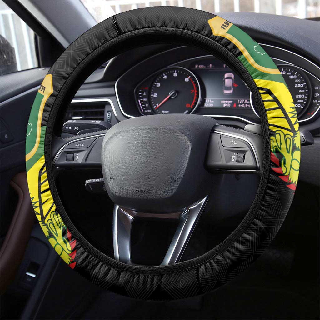 Mali Football Steering Wheel Cover Les Aigles-Green Gold and Red