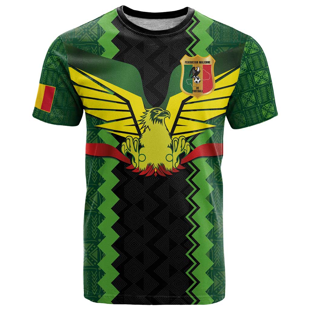 Custom Mali Football T Shirt Les Aigles-Green Gold and Red