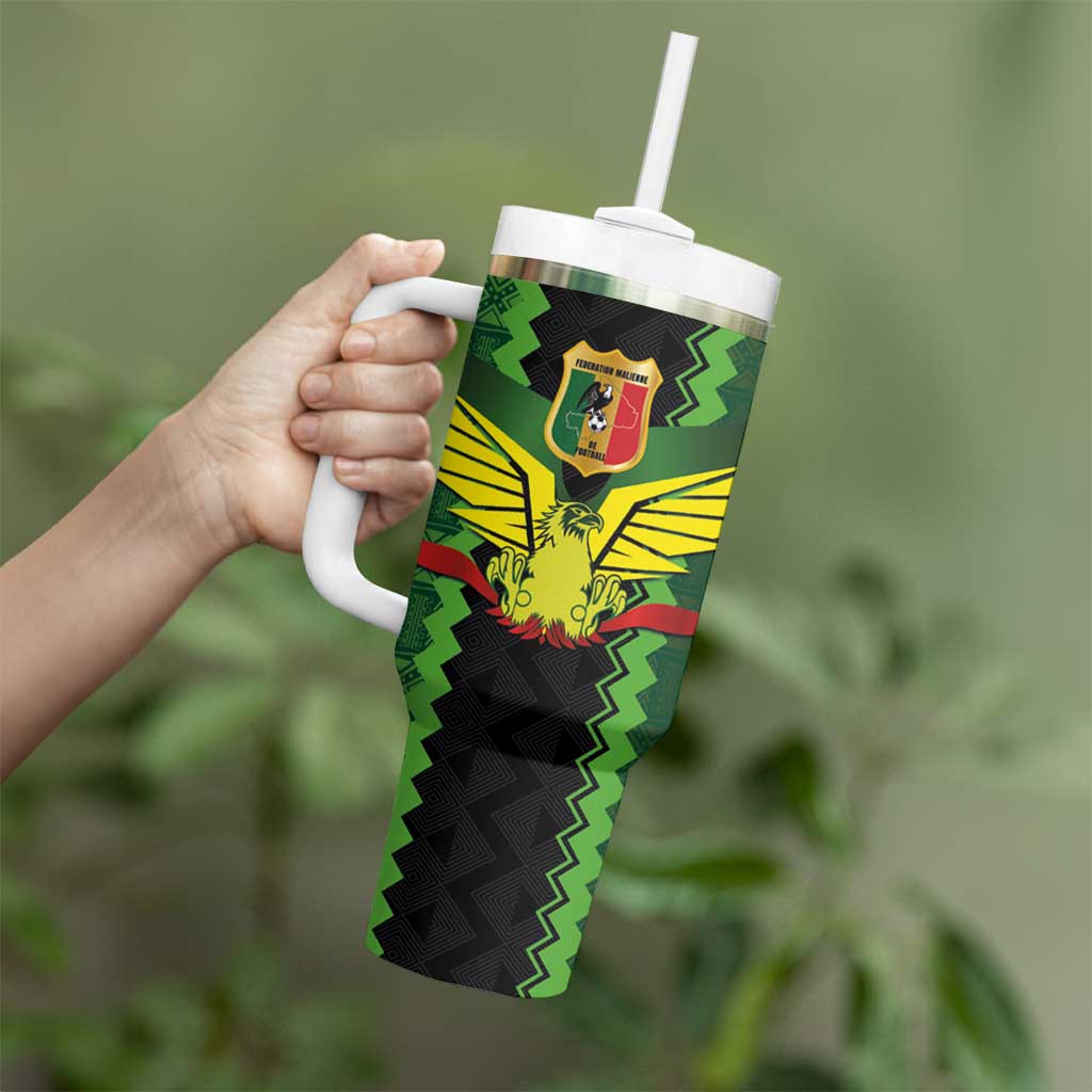 Custom Mali Football Tumbler With Handle Les Aigles-Green Gold and Red