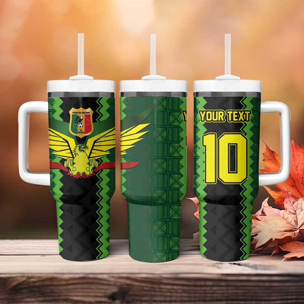 Custom Mali Football Tumbler With Handle Les Aigles-Green Gold and Red