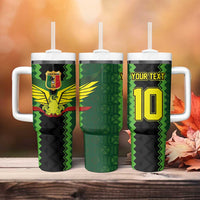 Custom Mali Football Tumbler With Handle Les Aigles-Green Gold and Red