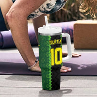 Custom Mali Football Tumbler With Handle Les Aigles-Green Gold and Red