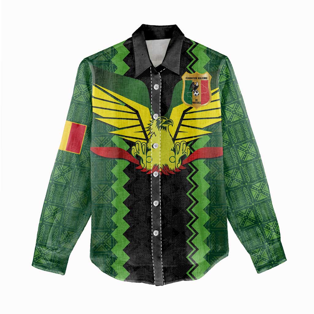 Custom Mali Football Women Casual Shirt Les Aigles-Green Gold and Red