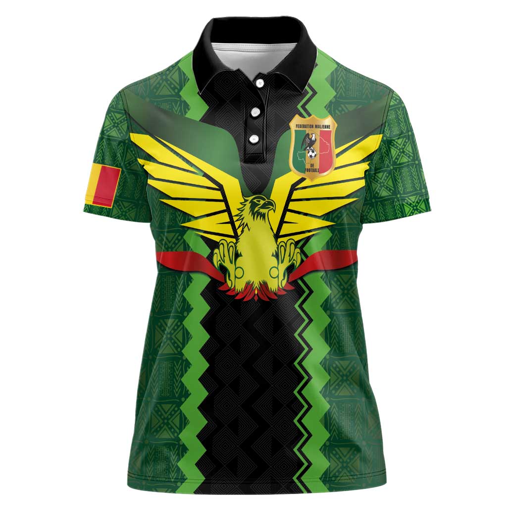 Custom Mali Football Women Polo Shirt Les Aigles-Green Gold and Red
