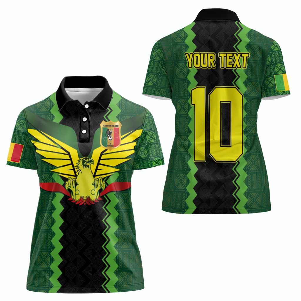 Custom Mali Football Women Polo Shirt Les Aigles-Green Gold and Red