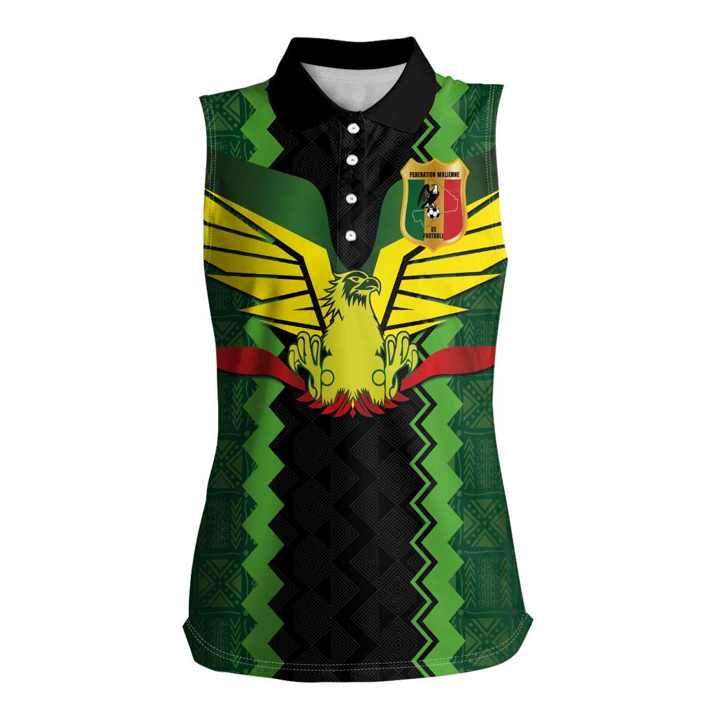 Custom Mali Football Women Sleeveless Polo Shirt Les Aigles-Green Gold and Red