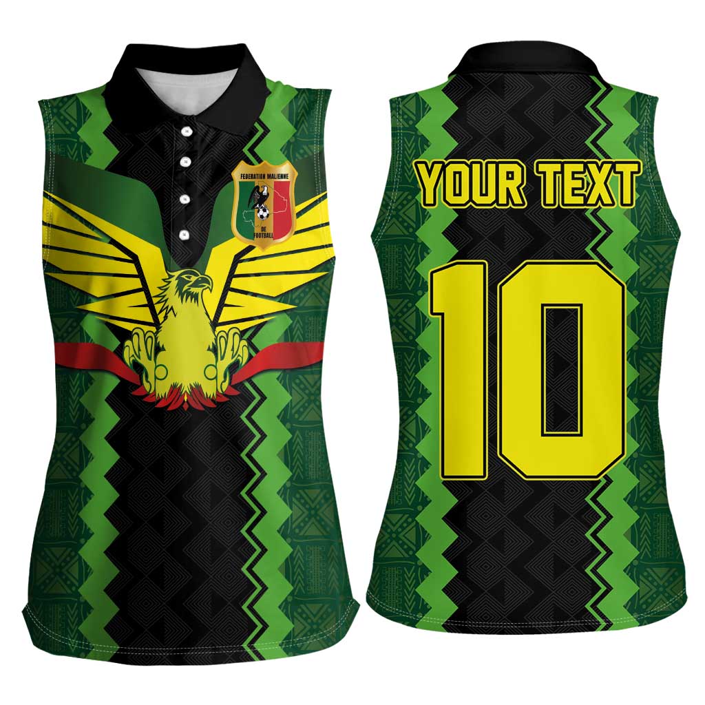 Custom Mali Football Women Sleeveless Polo Shirt Les Aigles-Green Gold and Red