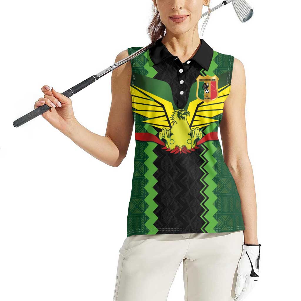 Custom Mali Football Women Sleeveless Polo Shirt Les Aigles-Green Gold and Red