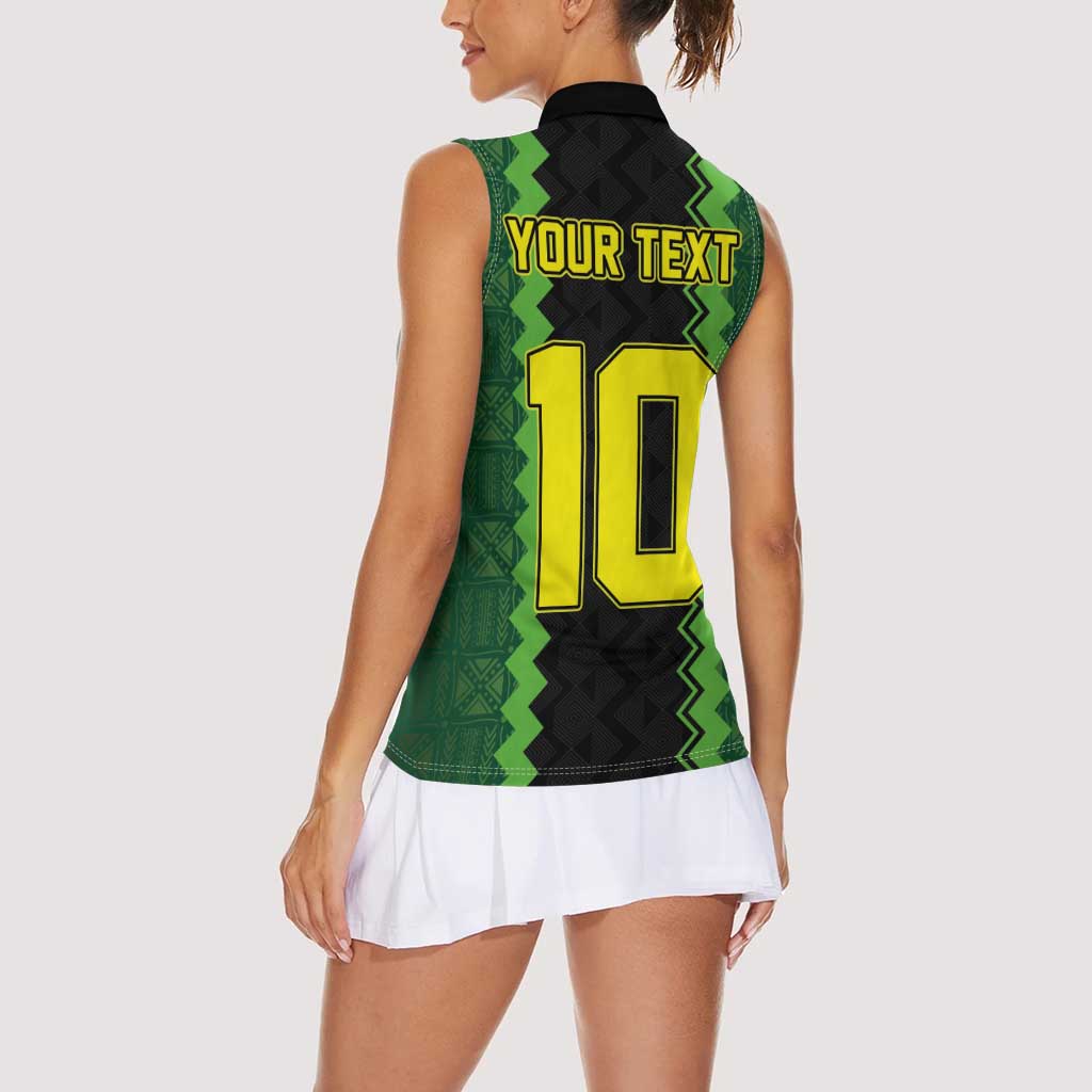 Custom Mali Football Women Sleeveless Polo Shirt Les Aigles-Green Gold and Red