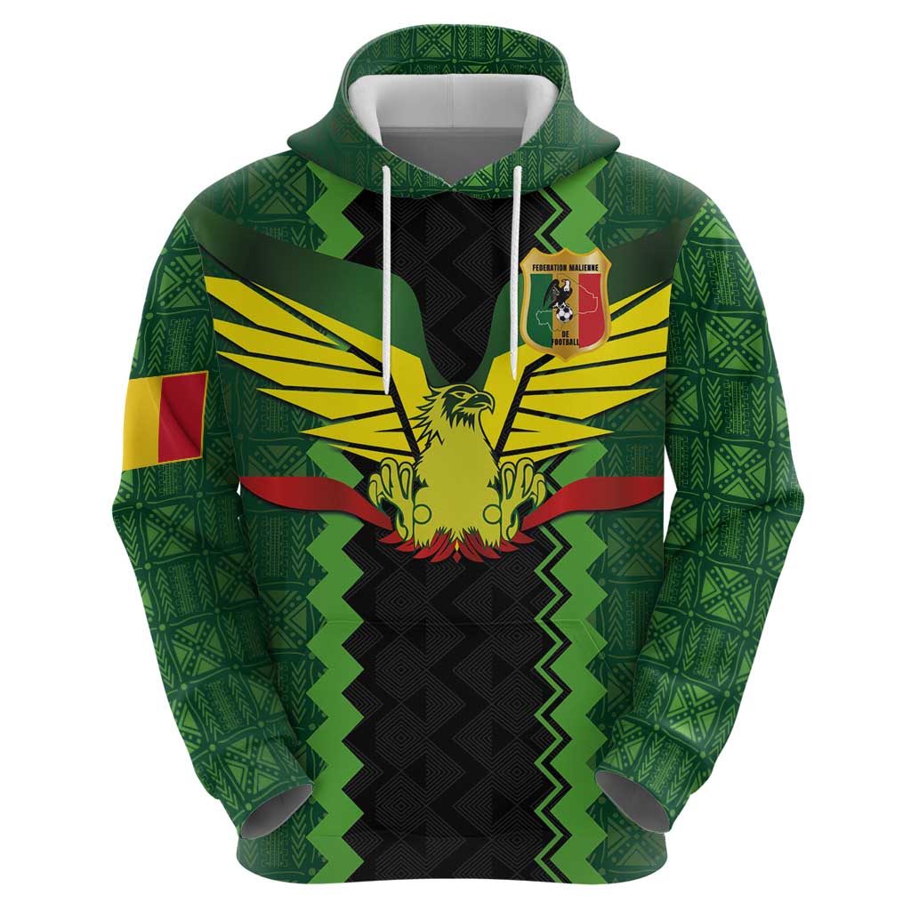 Custom Mali Football Zip Hoodie Les Aigles-Green Gold and Red