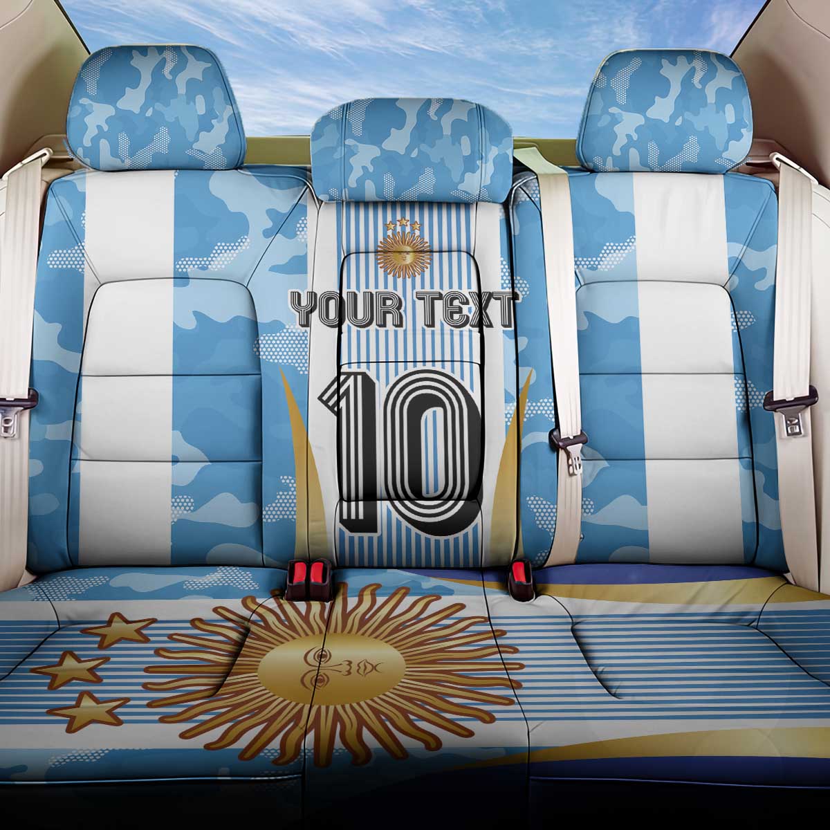 Custom Argentina Football Back Car Seat Cover La Albiceleste Three Times The Best in The World