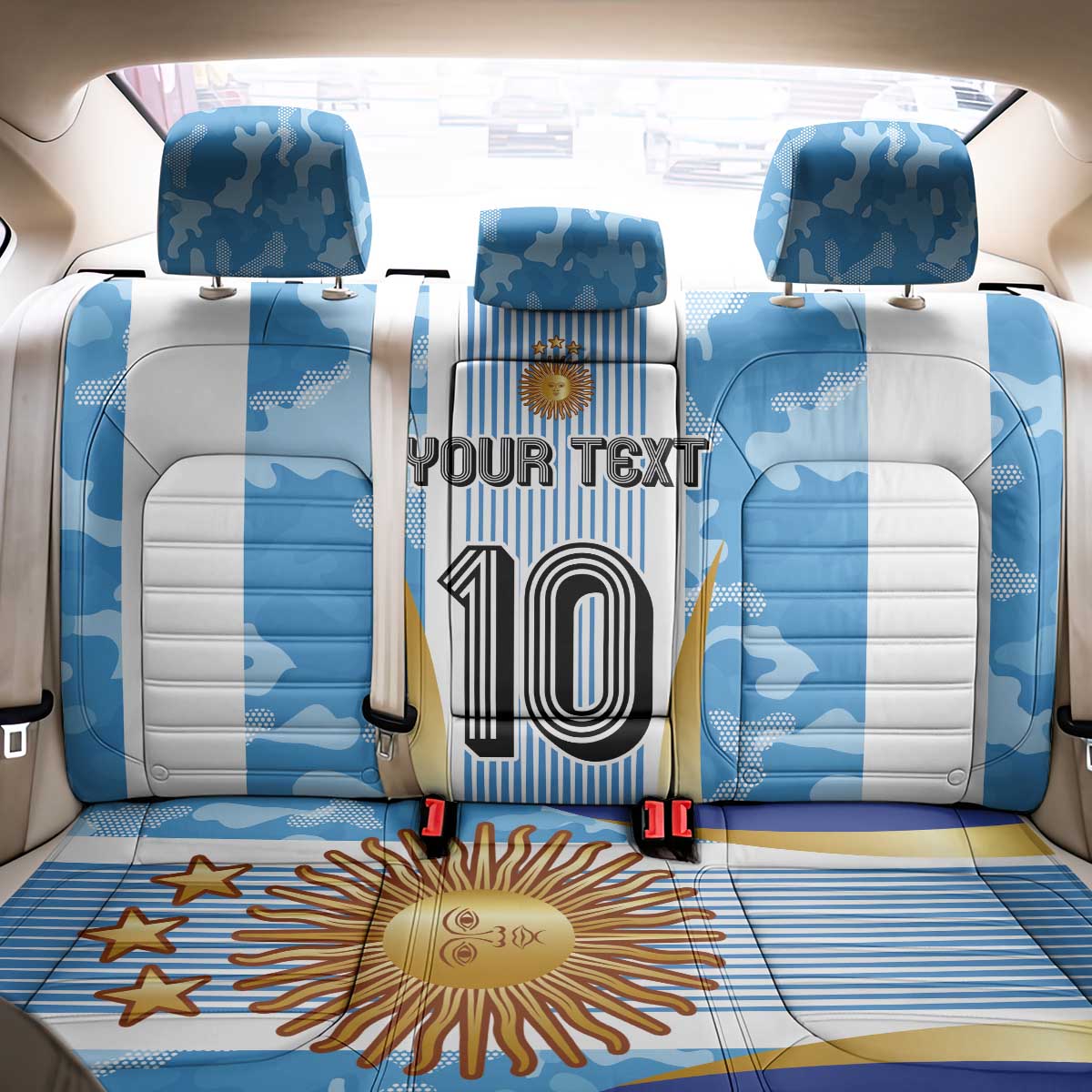 Custom Argentina Football Back Car Seat Cover La Albiceleste Three Times The Best in The World